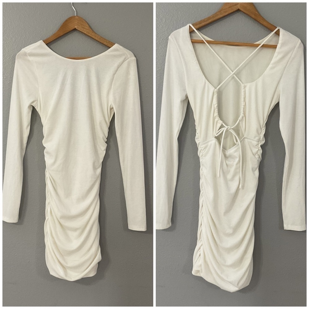 Princess Polly White Military Minds LongSleeve Mini Dress size 8 D97